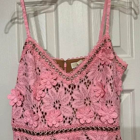 NWT MICHAEL MICHAEL KORS PINK 3D FLORAL APPLIQU FIT AND FLARE DRESS SIZE 6  - www.disolcolor.com